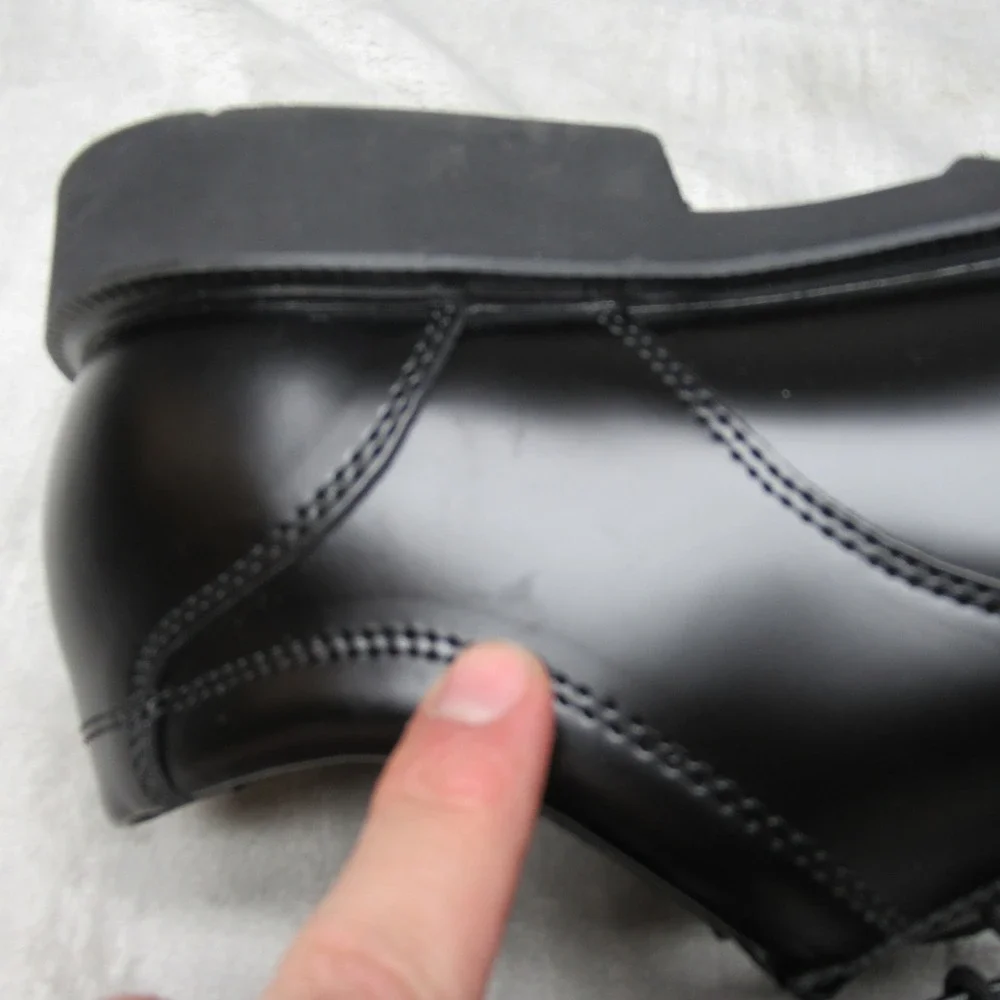 Thorogood Mens Shoes 11M Black Oxford Slip Resistant Leather Lace High Shine NEW